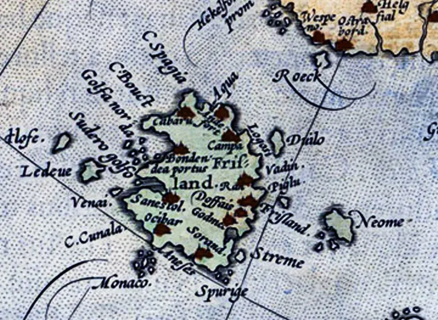 Map reference showing Frisland (Frislanda) in the North Atlantic